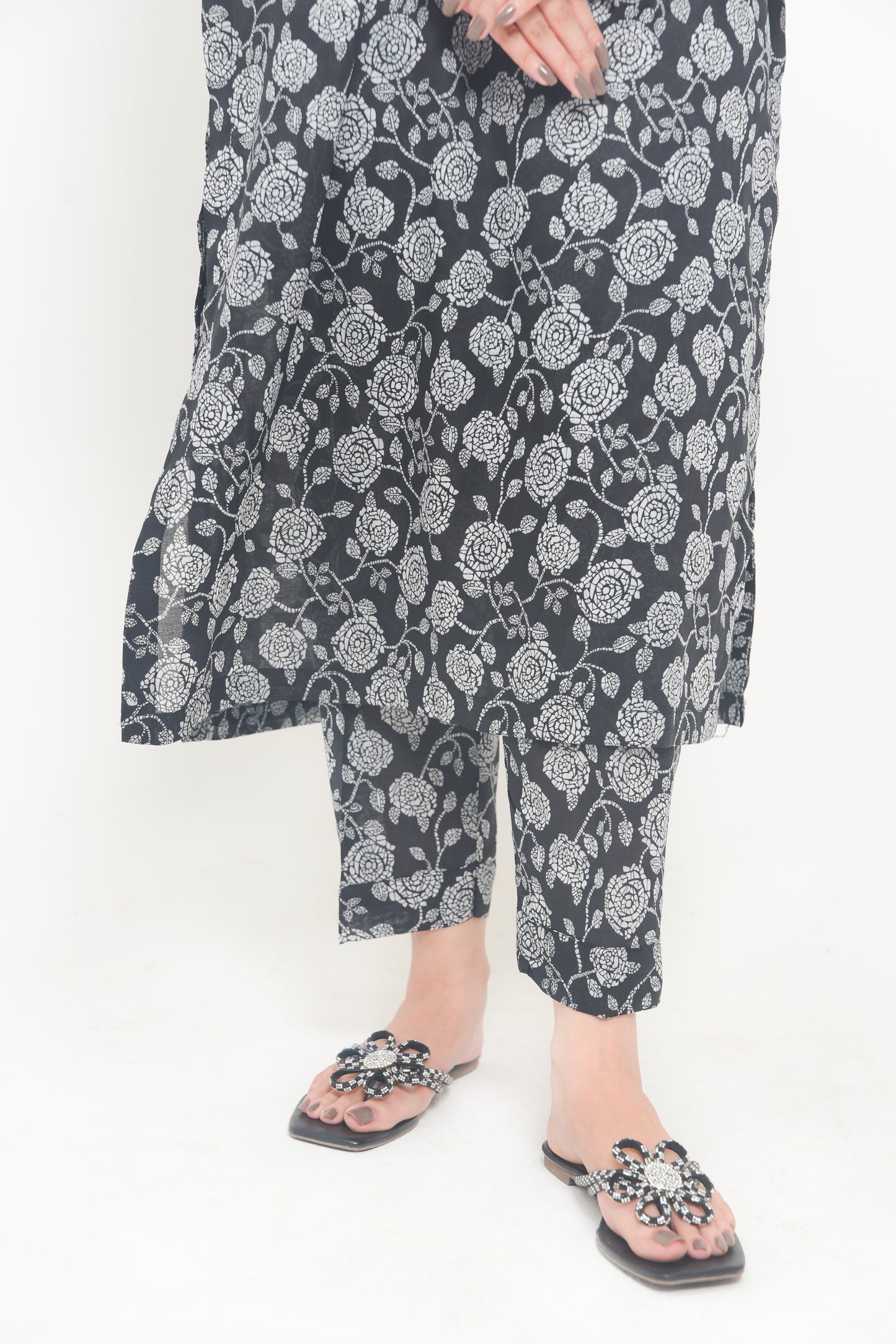 Black Floral Suit
